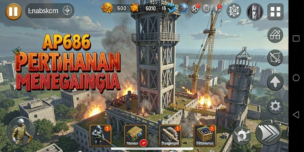 Tampilan pertarungan intens dalam gameplay Tower Defense.