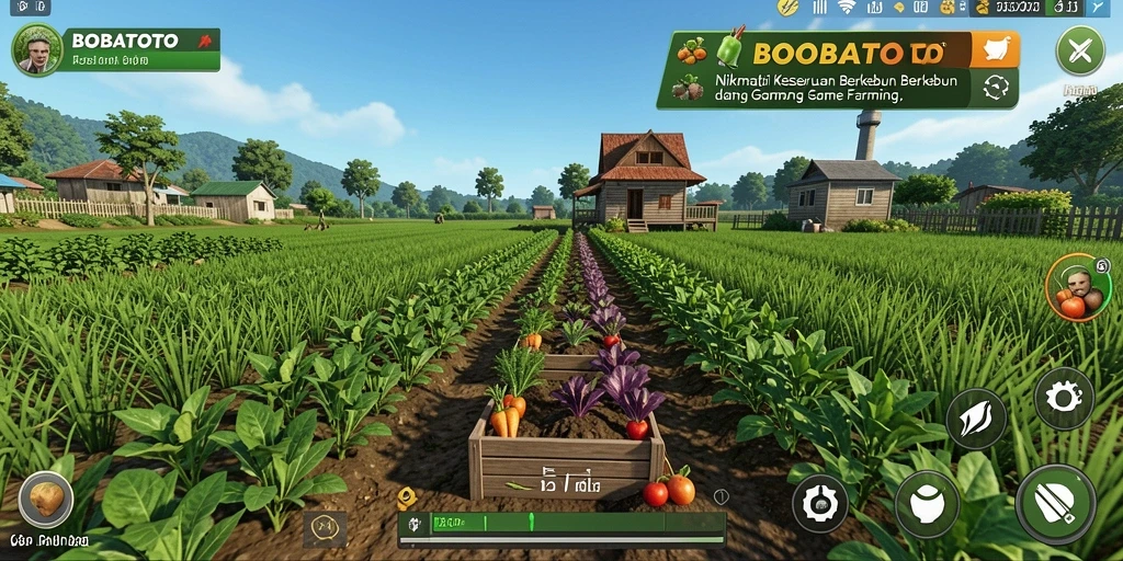 Screenshot BOBATOTO menampilkan gameplay Farming yang seru dan interaktif.