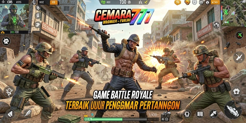 Screenshot gameplay CEMARA777 menampilkan aksi Battle Royale yang seru.