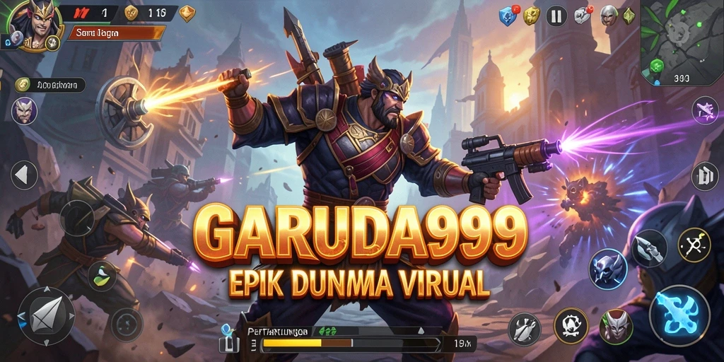 Screenshot menunjukkan aksi pertarungan mendebarkan di GARUDA999.