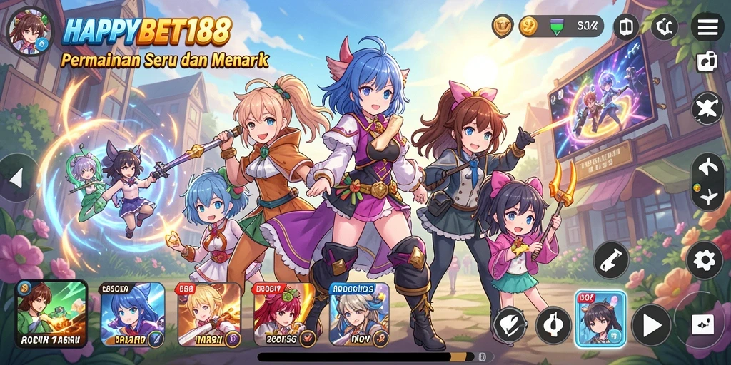 Screenshot menunjukkan aksi seru dalam game Anime HAPPYBET188.