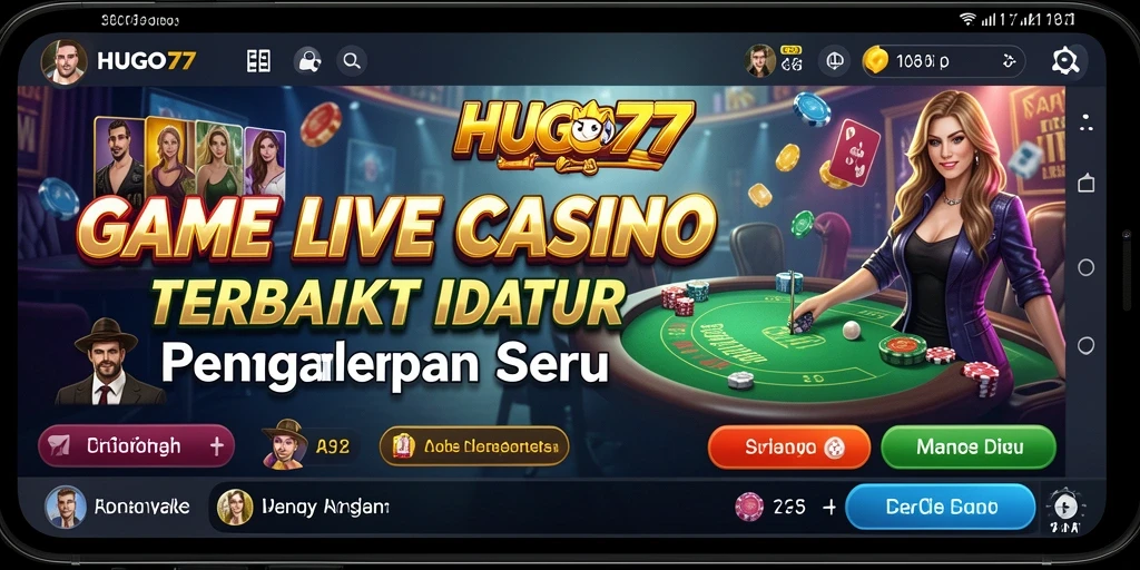 Screenshot HUGO77 menampilkan dealer nyata dan gameplay menarik Live Casino.