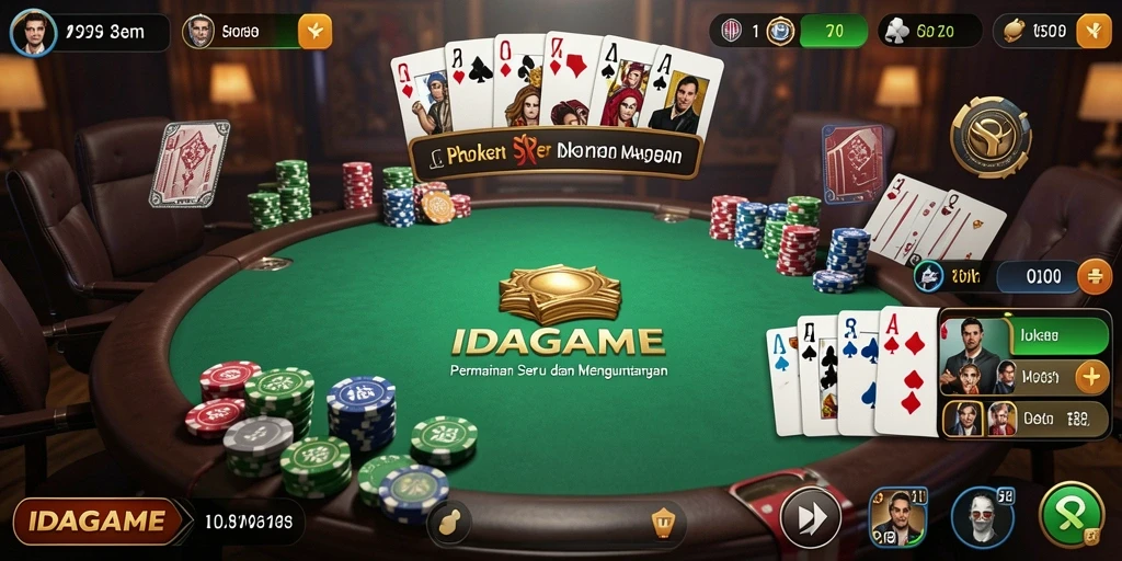 Screenshot gameplay IDAGAME menunjukkan keseruan bermain poker.