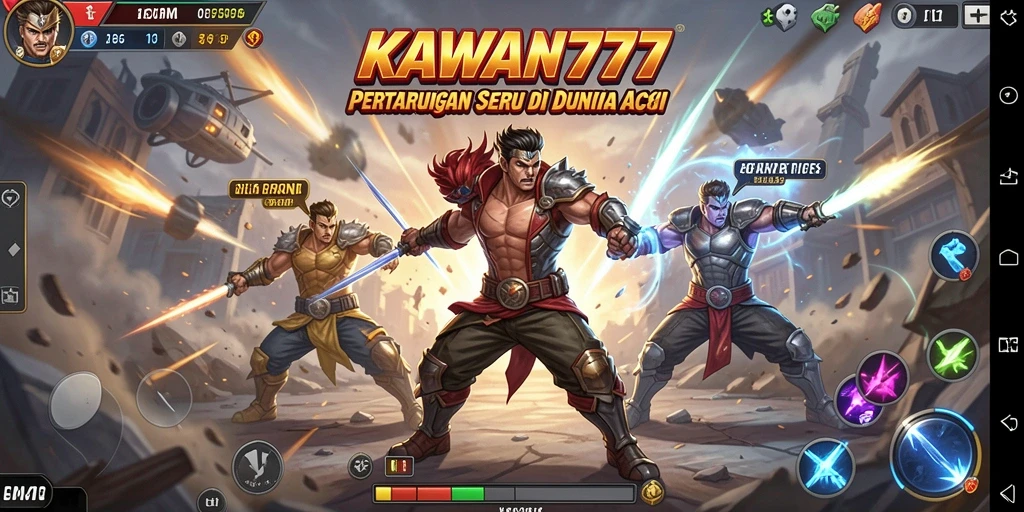 Tangkapan layar menunjukkan aksi mendebarkan dalam permainan KAWAN777.