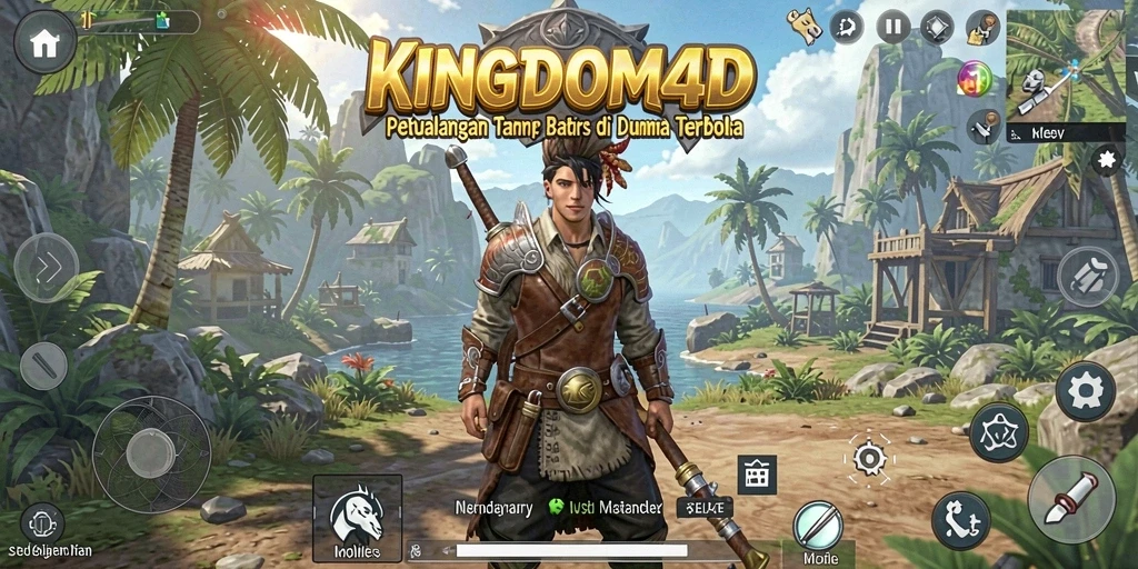 Tangkapan layar dari gameplay KINGDOM4D yang menunjukkan keindahan dunia terbuka.