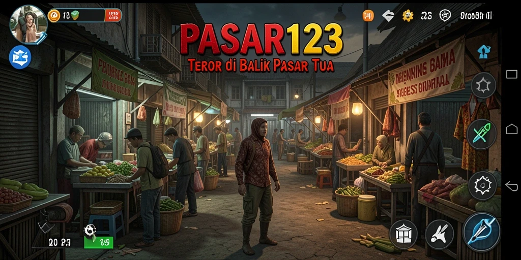 Screenshot gameplay PASAR123 menampilkan suasana yang menyeramkan dan mencekam.