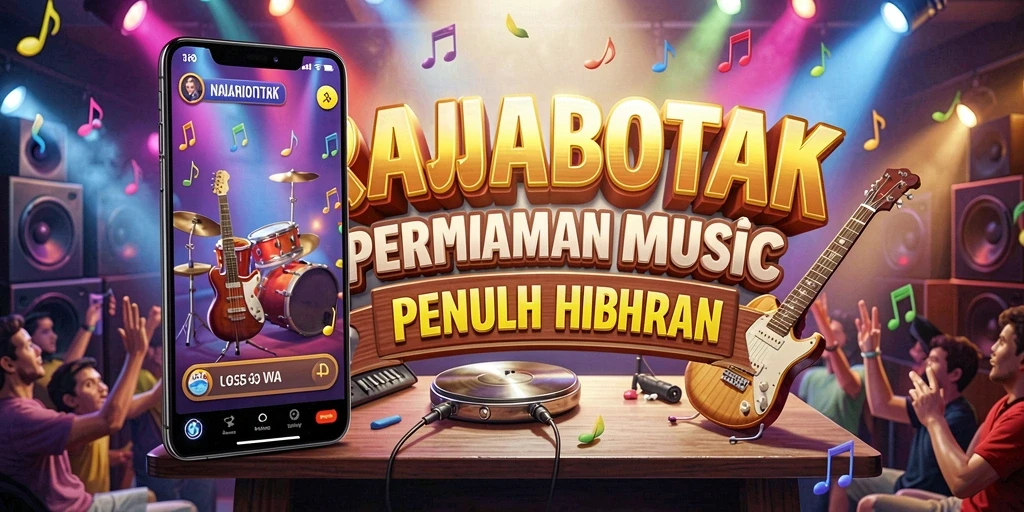 Screenshot gameplay RAJABOTAK menampilkan pemain yang bersenang-senang dengan musik.