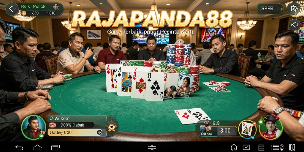 Tampilan gameplay Poker yang mendebarkan di RAJAPANDA88.
