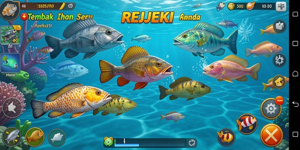 Tangkap ikan dengan senjata dalam game Tembak Ikan REJEKI.