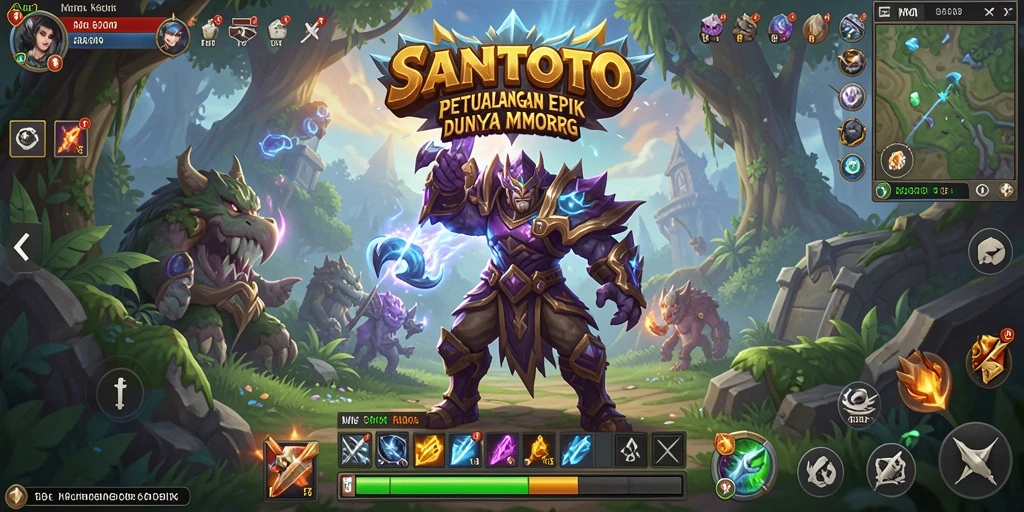 Tangkapan layar SANGTOTO menampilkan pertempuran epik dan dunia fantasi yang luas.