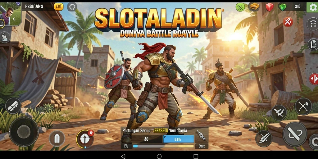 Gameplay SLOTALADIN yang menegangkan dan mendebarkan saat bertarung di arena.