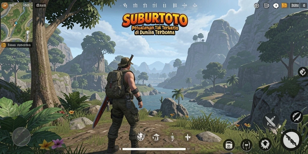 Tangkapan layar dari gameplay SUBURTOTO yang menampilkan petualangan di dunia terbuka.