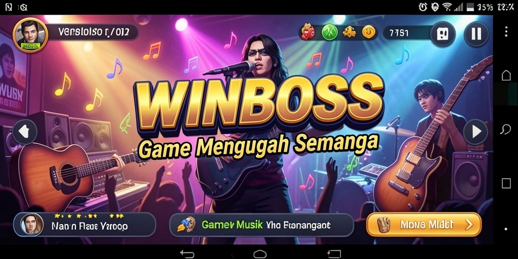 Tampilan gameplay seru di WINBOSS dengan berbagai lagu.